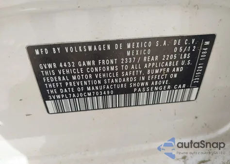 2012 Volkswagen Jetta Sportwagen 2.0L Tdi from USA, damaged, VIN 3VWPL7AJ0CM703490